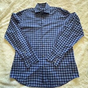 Hugo Boss Blue Checkered Casual regular Fit Button Down Shirt